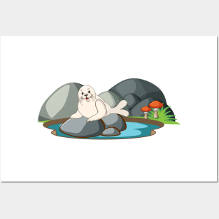 Cute Seal In Nature Posters and Art